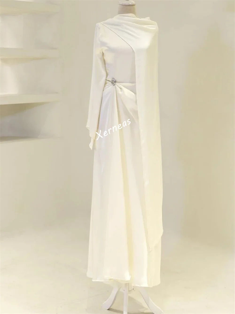 Customized Charmeuse Pleat Evening Shawl Long Dresses Bespoke Occasion Classic Woman Elegant Party Wedding High Quality
