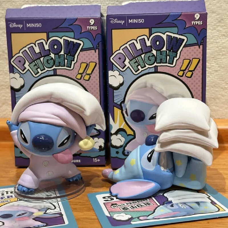 Miniso ديزني غرزة وسادة القتال سلسلة صندوق أعمى لطيف غرزة العصرية لعب دمية الشكل زخرفة مكتب هدية عيد الميلاد عيد ميلاد