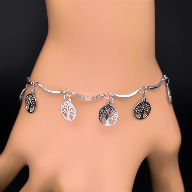 Aesthetic Tree of Life Chain Necklace for Women Men Stainless Steel Silver Color Coquette Charm Necklaces Jewelry Gift collar