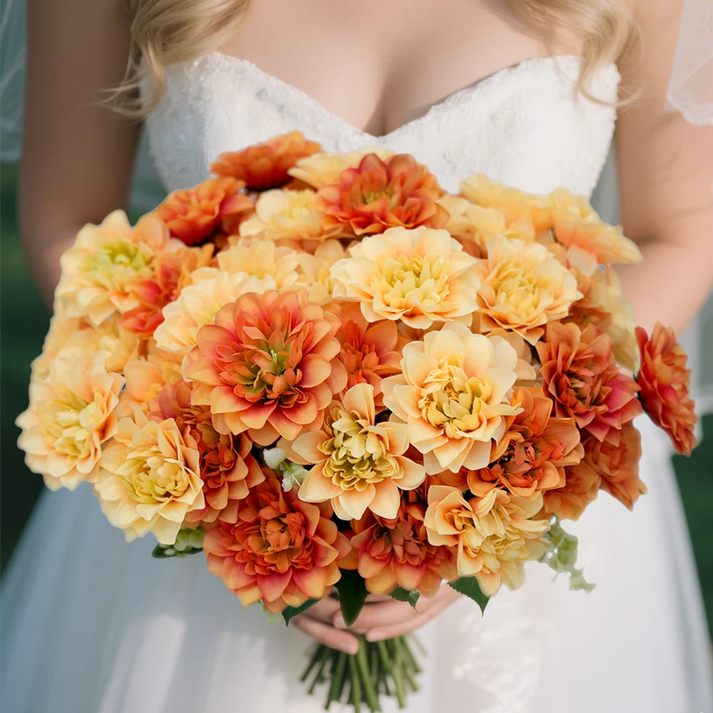 1/2 paquets 5 têtes Dahlia fausses fleurs fleurs artificielles Dahlia fausses fleurs pour la maison fête de mariage fournitures de bureau