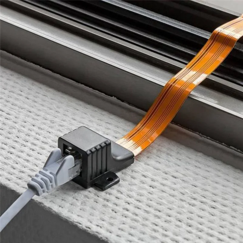 絶妙なフラット CAT6 RJ45 メス F コネクタ ネットワーク インターネット ケーブル Pas アダプター 30 センチメートル ホーム/車の窓ドア フィードスルー ジャンパー キャブ