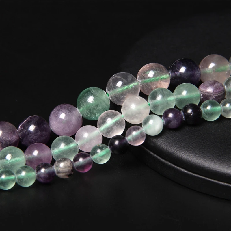 Hot Sales Natural Fluorite Beads Smooth Purple Round Loose Beads For Jewelry Making Bracelet Accessries 4 6 8 10 12MM 15