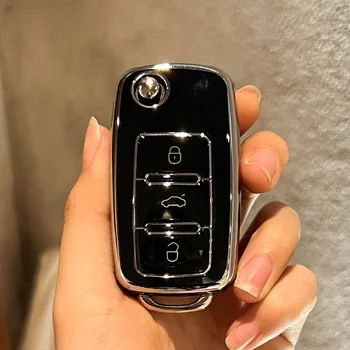 Housse de protection pour clé télécommande de voiture, en TPU, pour Volkswagen VW Polo Golf Passat Tiguan Beetle Caddy T5 Up Eos Skoda Octavia Seat Leon Altea