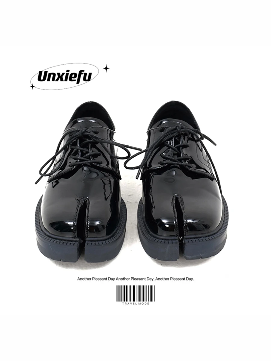 

Genuine Leather Thick Bottom Tabi Split-Toe Men's Shoes round Toe Casual Leather Shoes Comfortable All-Season Footwear