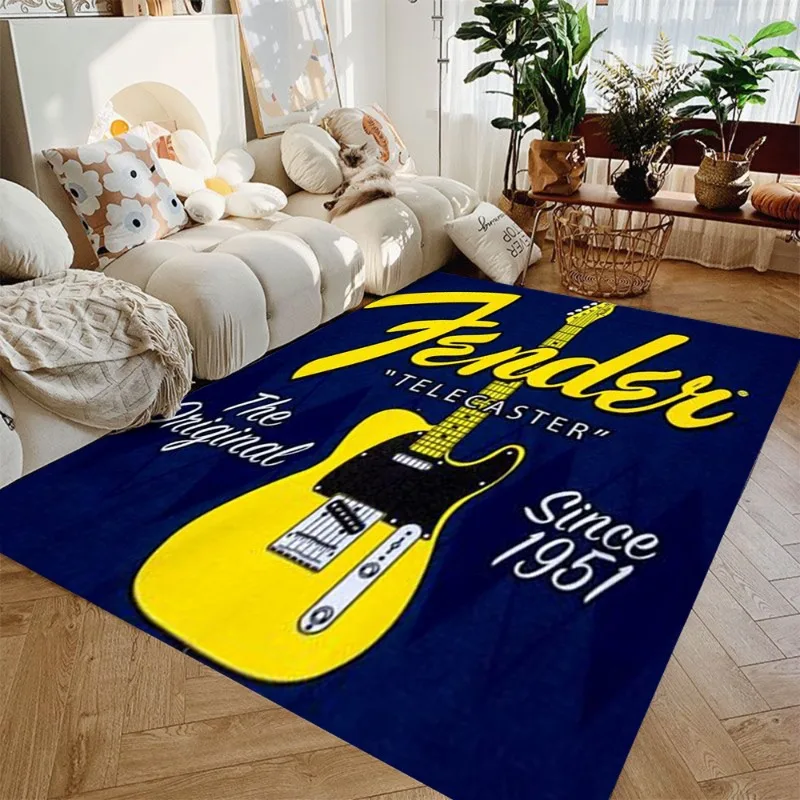 

Fender Guitar Printed Carpet for House Living Room Bedroom Hotel Decoration Kitchen Foot Soft Mat Bedside Sofa Coffee Table Rug