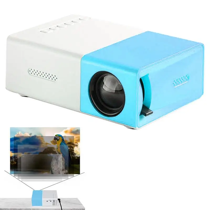 Small Projector Phone Projectors For Outdoor 1080P Wireless Video Projector For Home Theater Movie Blue And White