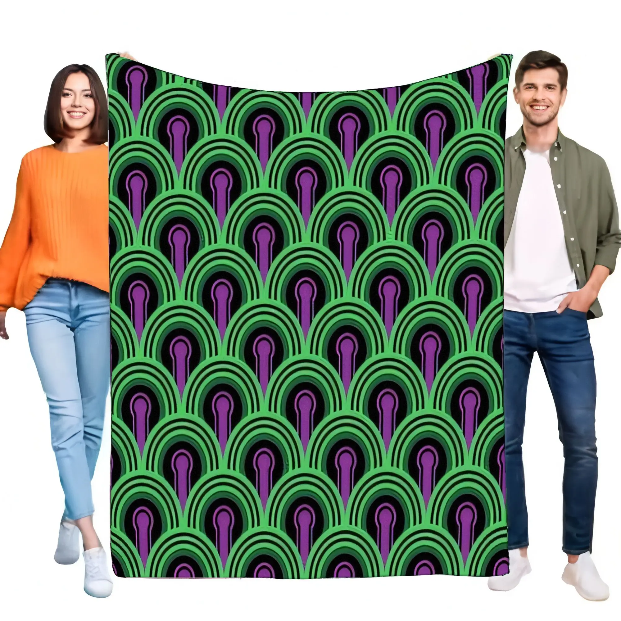 The Shining Overlook Hotel-Teppich-Muster-Decke, weich, warm, Flanell-Überwurf, gemütlich, leicht, grün, lila, schwarz, für Sofa, Bett, Heimdeko