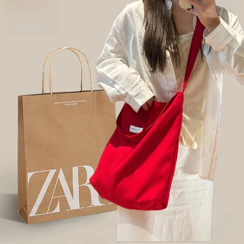 

Красная холщовая сумка в горошек, женская сумка на одно плечо ZAR FENDEN Ins Sle, повседневная сумка через плечо Novo для молодых женщин