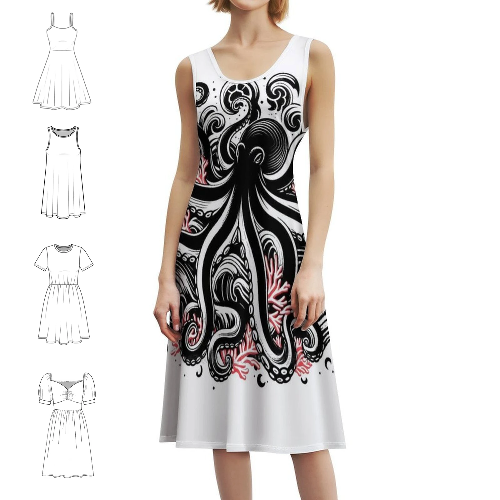 

Платье Mr. Octopus с вырезом в форме сердца, элегантное летнее праздничное платье для женщин, платье Octopus Swim Evil In The Sea, платье с кальмаром для девочек