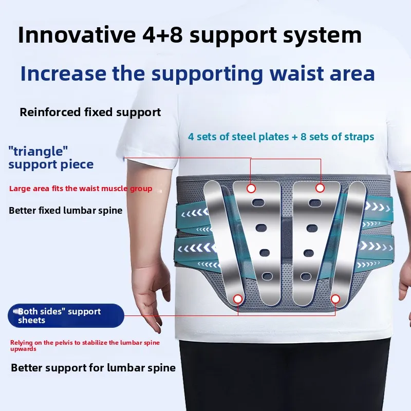 Obese People Lumbar Support Belt Disc Herniation Orthopedic Strain Pain Relief Back Posture Decompression Steel Plate Braces
