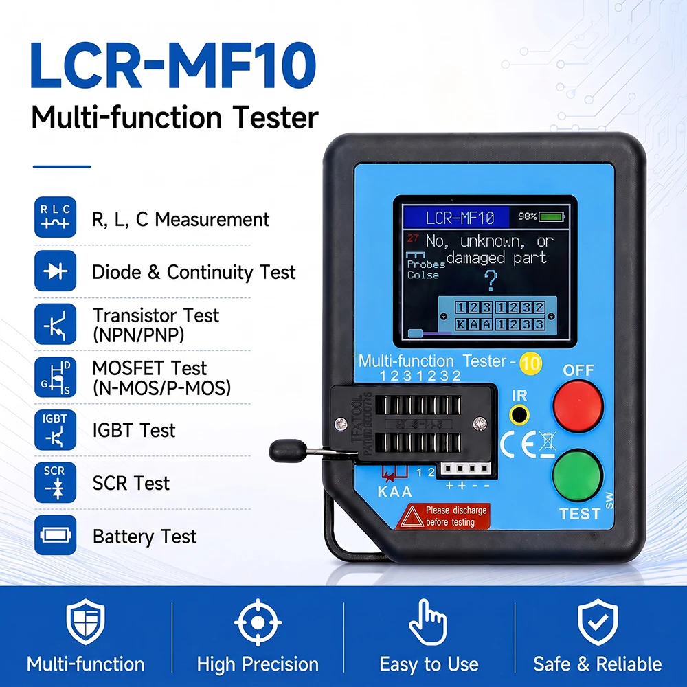 Upgraded LCR-MF10 Digital Transistor Tester Electronic Component Fault Diagnosis Diode Triode Capacitor Resistor MOSFET NPN PNP