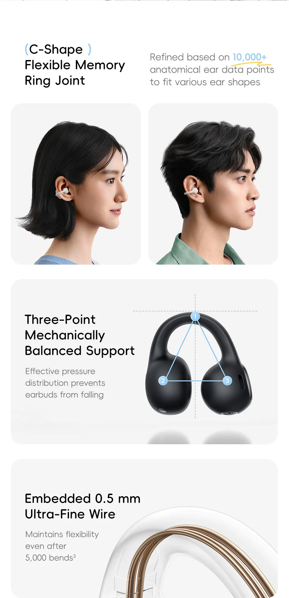 Tai nghe thể thao Open Ear Baseus bám chắc khi vận động