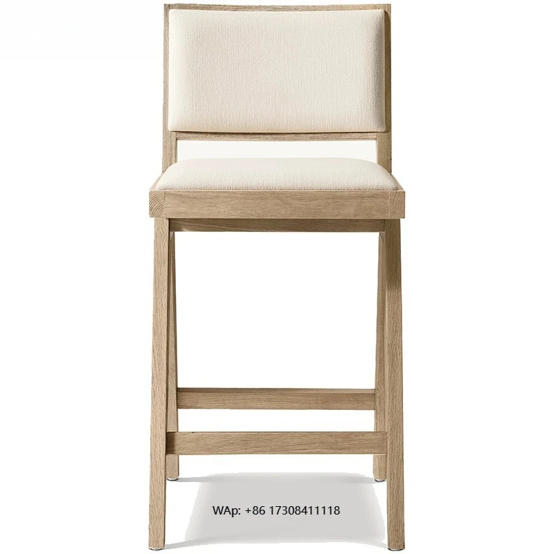 

Modern Solid Wood High Stool bar Stool in the America Style Simple Home bar Chair Model Room Island Counter Chair