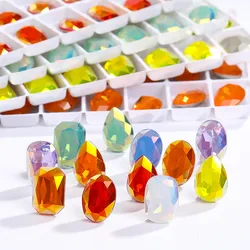 Glitter Opal Series Rhinestones Glass Crystal Diamond Nails Art DIY Decorations Pointback Jewelry Making Sewing On Accessories