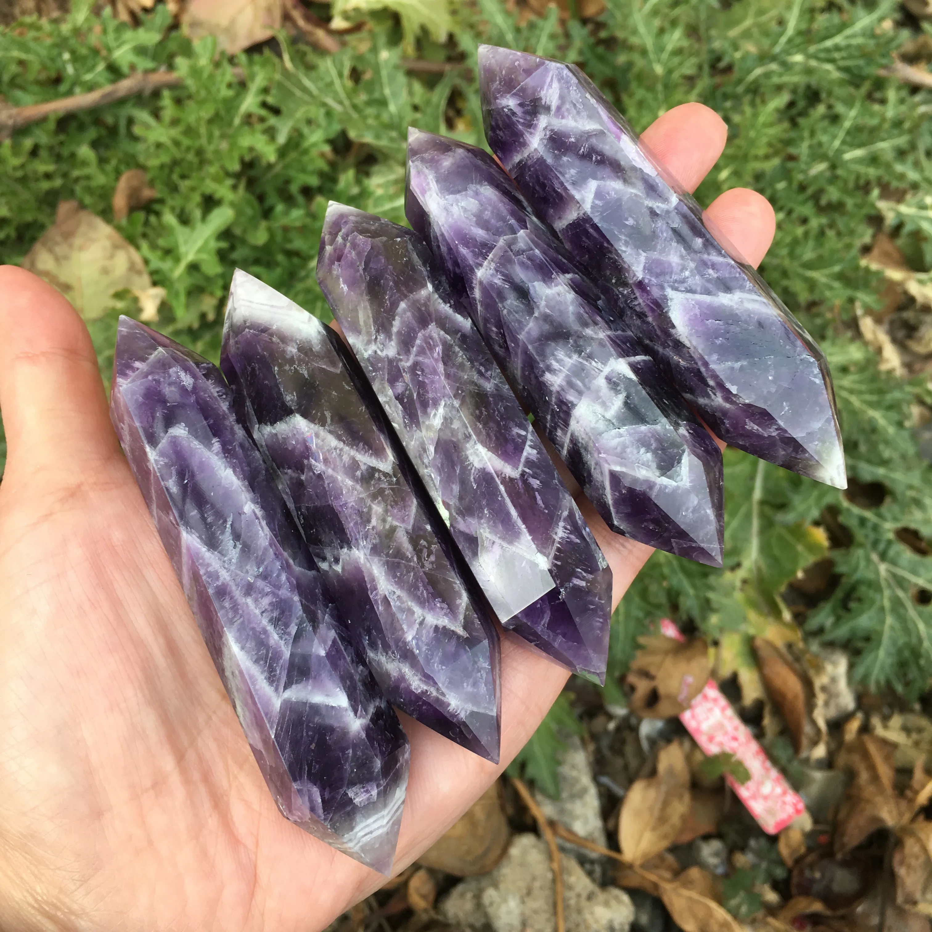 Beautiful natural dream amethyst double point crystal tower natural crystal wand