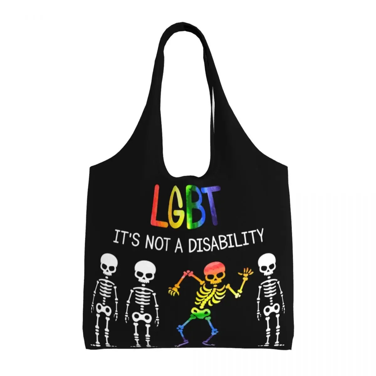 

LGBT It's Not Disability It's A Different Ability Skeleton Tote Shopping Bags Canvas Shoulder Shopper Gay LGBTQ Pride Handbag