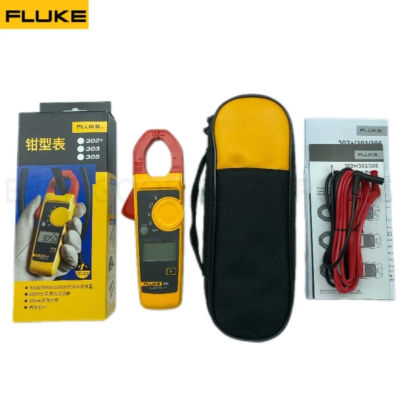 FLUKE 303 With Soft Case Digital Clamp Meter Multimeter AC 600A Backlight Display
