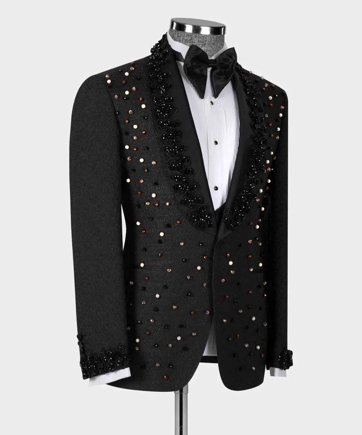 Homens Slim Fit Rhinestone Apliques Sobretudo, Ternos De Casamento, Blazer De Luxo, Jaqueta De Festa De Baile, Casaco Feito Sob Encomenda, Apenas