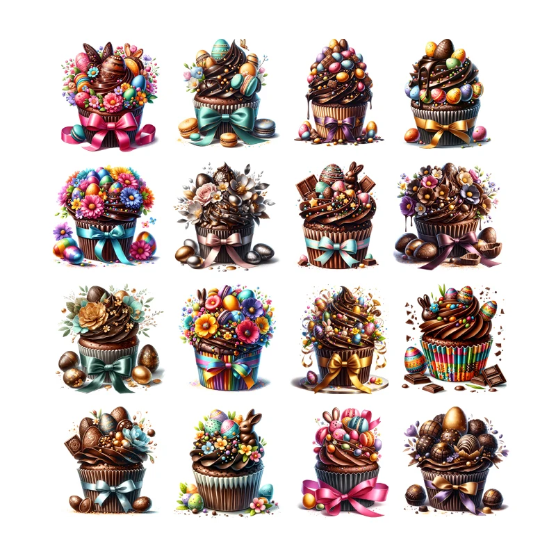 

Cute Candy Chocolate Cake flower Heat Transfer Stickers Bag and Clothing Decoration DIY Accessories Ironing Stickers Washable