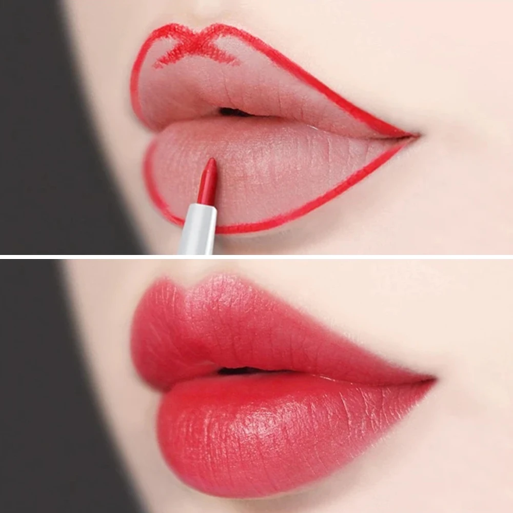 Matte Lipliner Pencil Lip Gloss Waterproof Mirror Pink Red Contour Tint Lipstick Lasting Non-stick Cup Korean Makeup Cosmetics