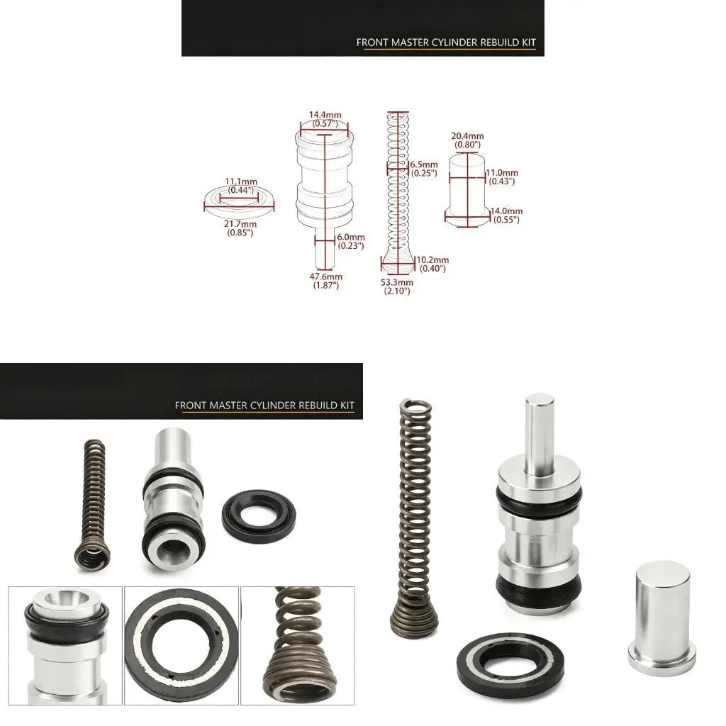 Measured Motorcycle Brake Rebuild for Front Brake Cylinder Maintenance, 4 Piece Internal Replacement Parts Set for Routine