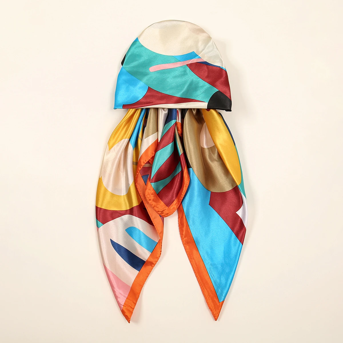 Wholesale Printed Silk Scarf Hijab Satin Women Turban Foulard Bandana Headscarf Elastic Sunscreen Hijabs Scarves Hair Accessory