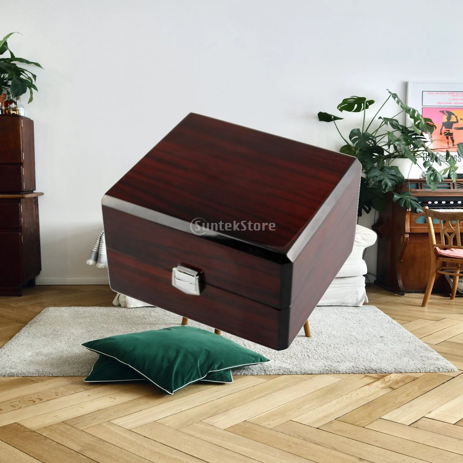 Wood Watch Box Single Slot PU Leather Lined Keepsake Display Case for Watch Storage Home Decor Shop Showcase Use