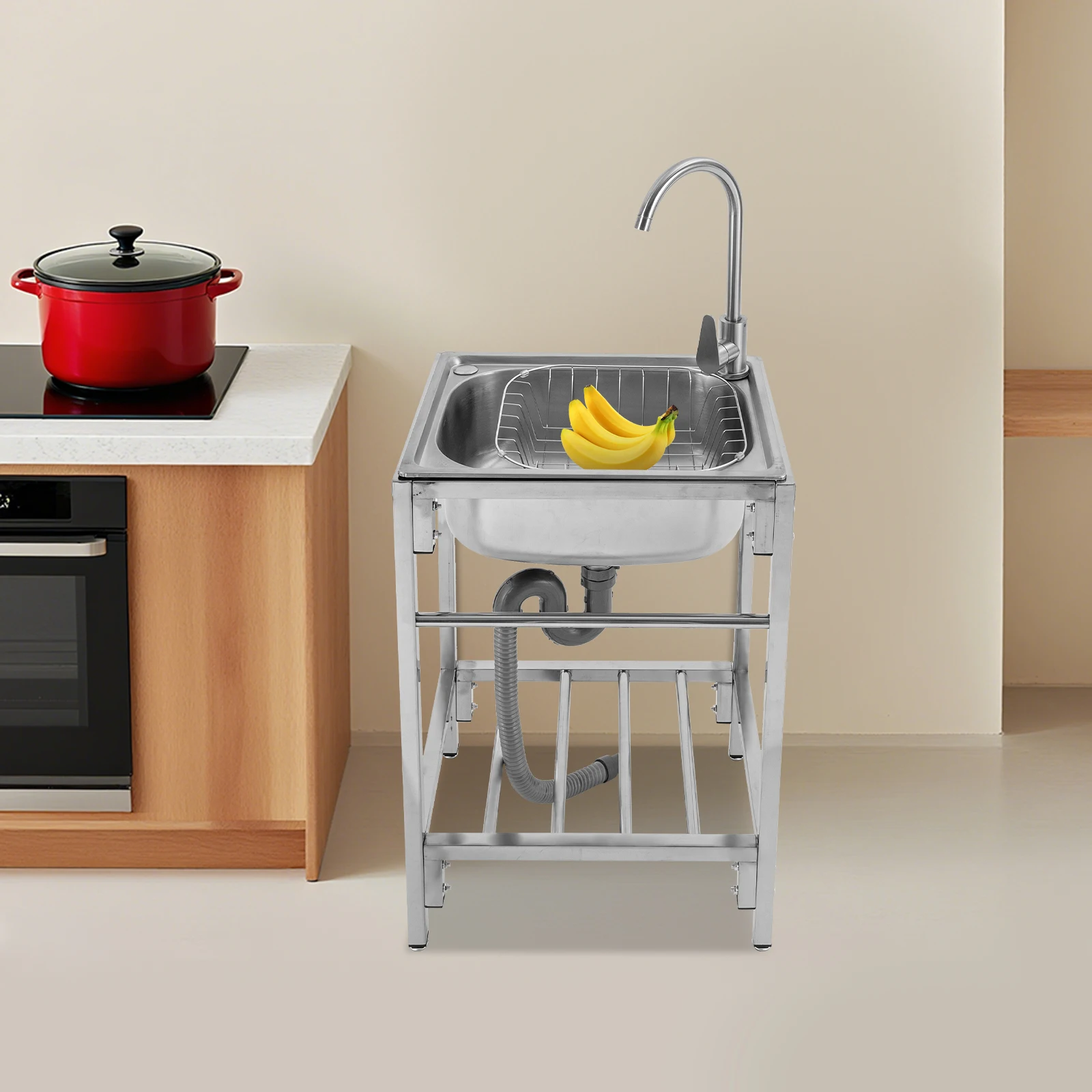 

Freestanding Cereal Storage Sink for Pantry Organization with 7.5in Depth & 220LB Capacity