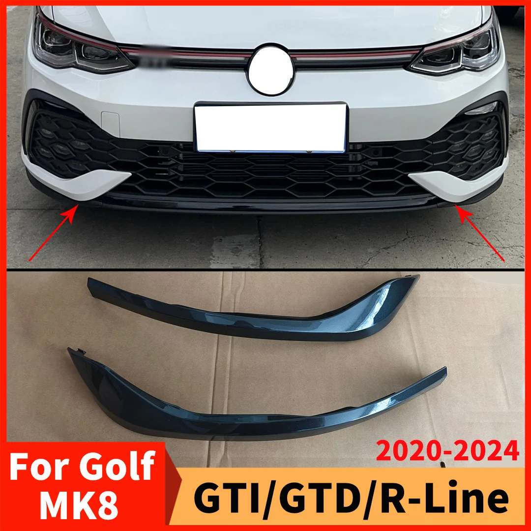 Front Bumper Air Canards Wind Splitter Fangs For Golf 8 MK8 GTI GTD R-Line 2020-2024 Fog Lamp Trim Side Spoiler Body Kit Tuning