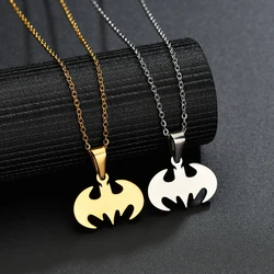 Detachable Bat Gothic Pendant Necklace Gold Color Sweater Chain Stainless Steel Jewelry for Women Necklaces Christmas Gift