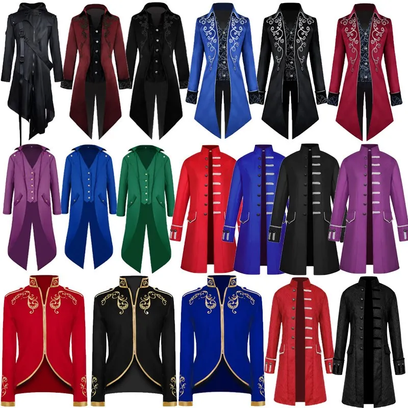 

Men's Halloween Tailcoat Medieval Court Prince Costume Gothic Style Mid-Length Punk New Fashion No Brand LYeIvocx