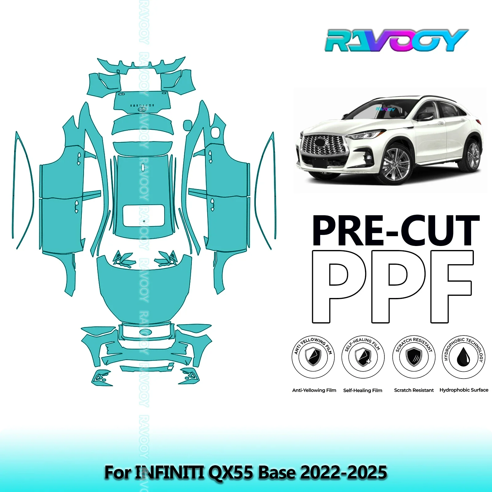 

8.5Mil Precut PPF Paint Protection Film Full Vehicle For INFINITI QX55 Base 2022-2025