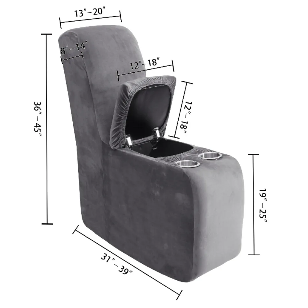 Thicken Sofa Cover for Additional Recliner Console Sofas with Adjustable Center Armrests Cup Holders and Storage Functions