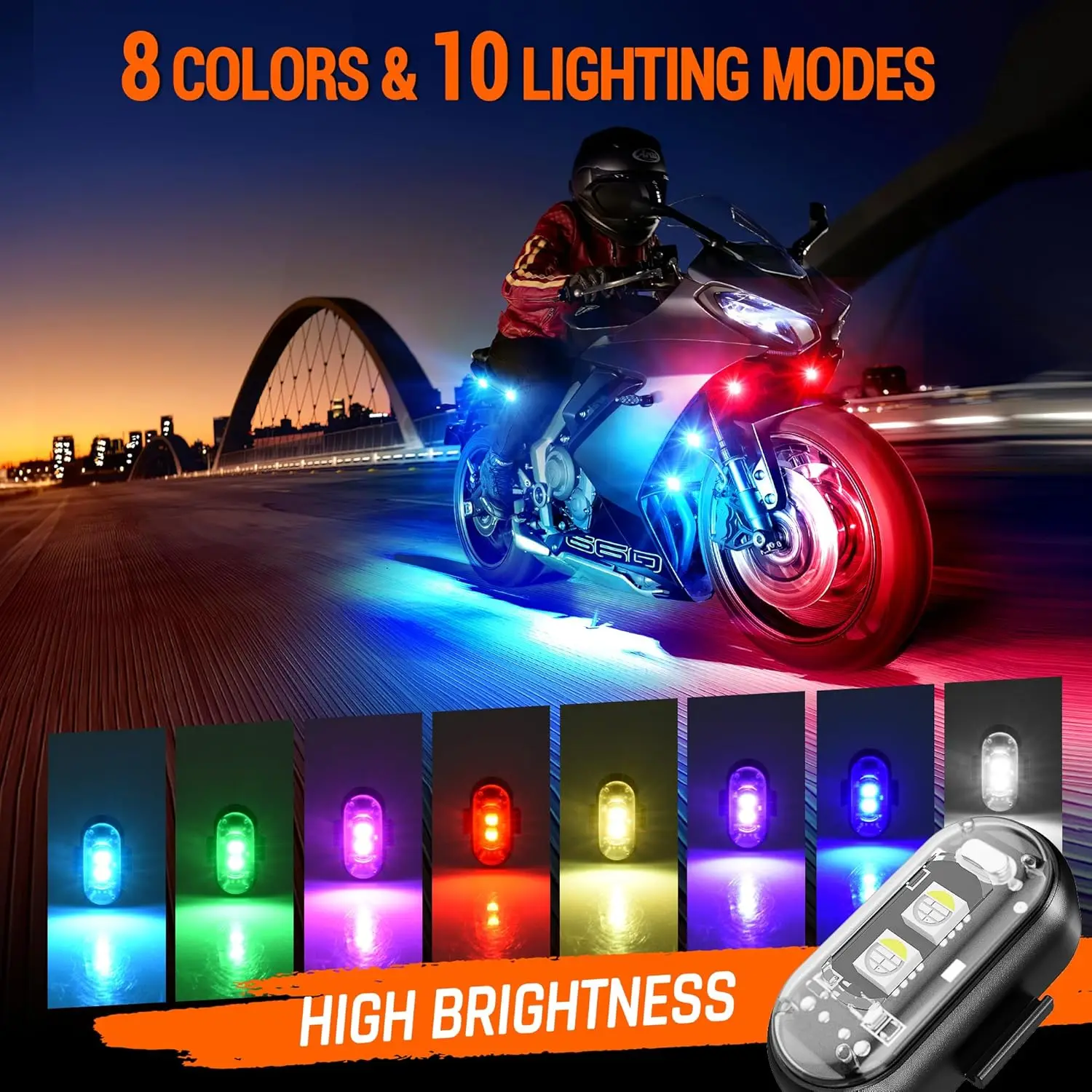 2/4/6/8 pcs LED Aircraft Strobe Lights Remote Control 8 Colors Anti-Collision LED Lights for Car Motorcycle Drone Aircraft Bike