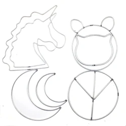 REGELIN Unicorn Moon shapeMetal Craft Hoops Metal Dream Catcher Dreamcatcher Ring Macrame DIY Wind Chime Hanging Decor Accessory