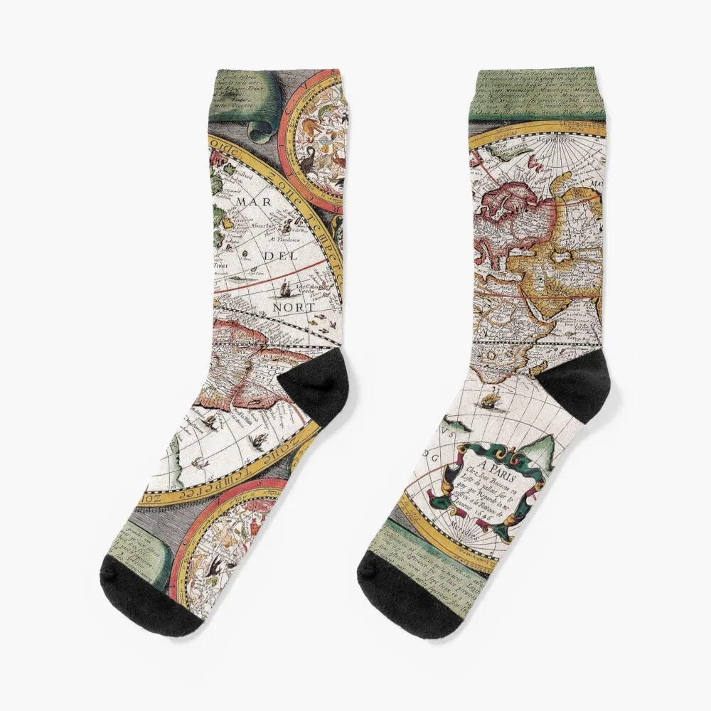 Vintage Map Socks designer socks new in's socks cute socks cotton socks Socks Men's Women's