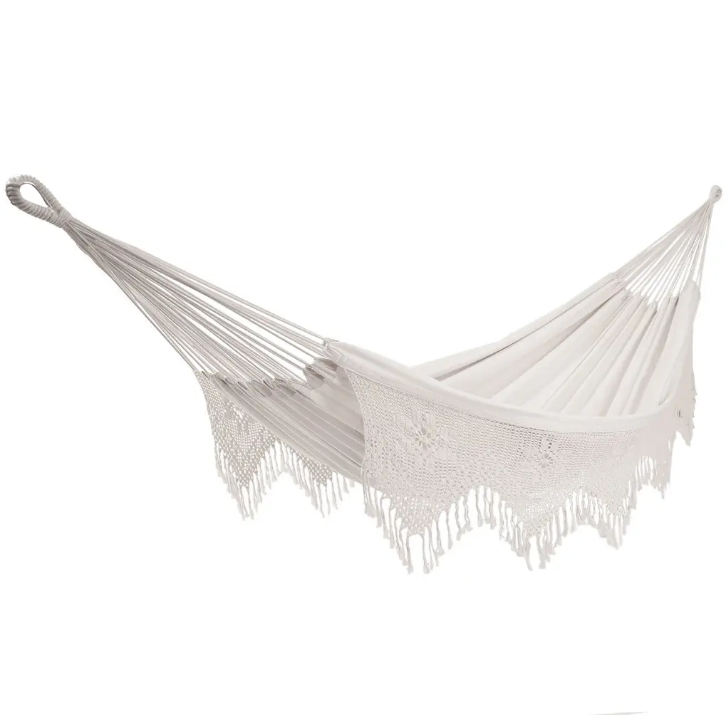 Double Deluxe Cotton Brazilian Hammock with Fringe 450 lb Capacity, Customized