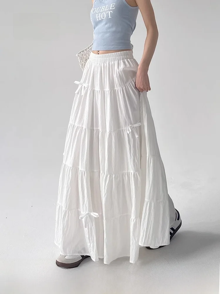 

Новая женская летняя юбка-миди с завязками, белая, А-силуэт, с высокой талией, свободного кроя, от NZNB