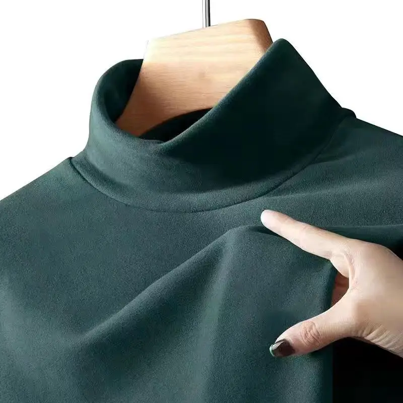 

Men's f-High Collar Long Sve Sweatirt Pure Color Inner irt Youth Vitali Sle Winter Season Chinese Production