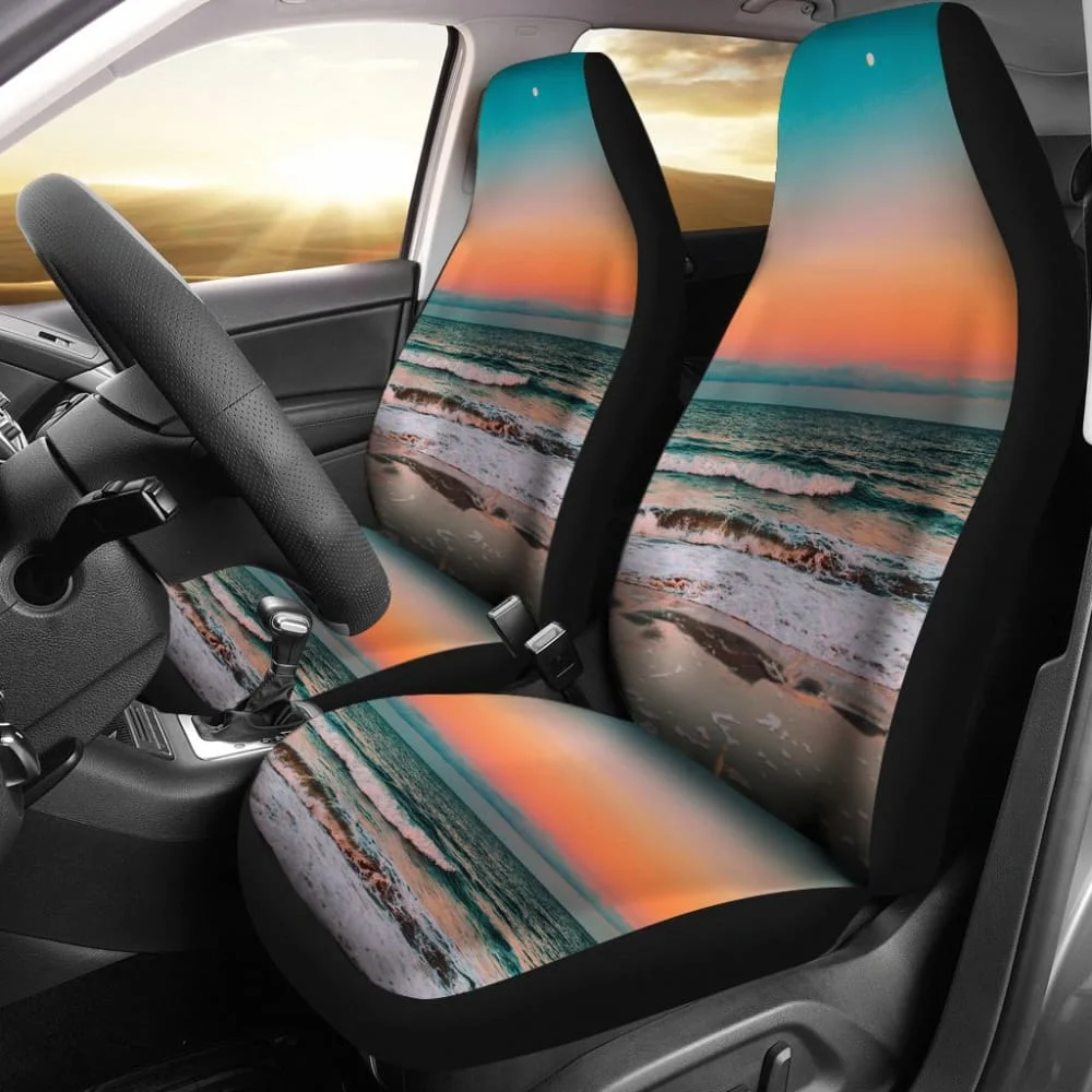 

Beautiful Beach Car Seat Covers In Sunset Moments,Pack of 2 Universal Front Seat Protective Cover
