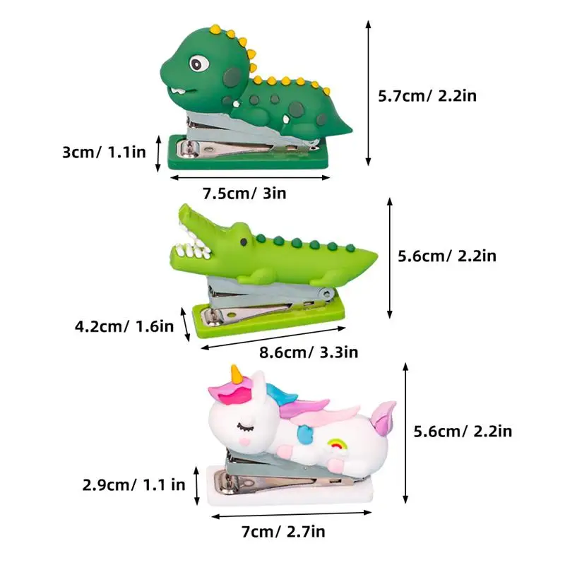 3Pcs Cute Stapler Portable Mini Cartoon Stapler Students Stapler Hand Stapler Handheld Stapler Home Office Stapler