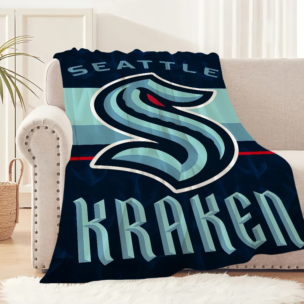 Ice hockey fashion cool The S-Seattle K-Kraken Flannel warm soft plush blanket for sofa living room office bedroom travel gift