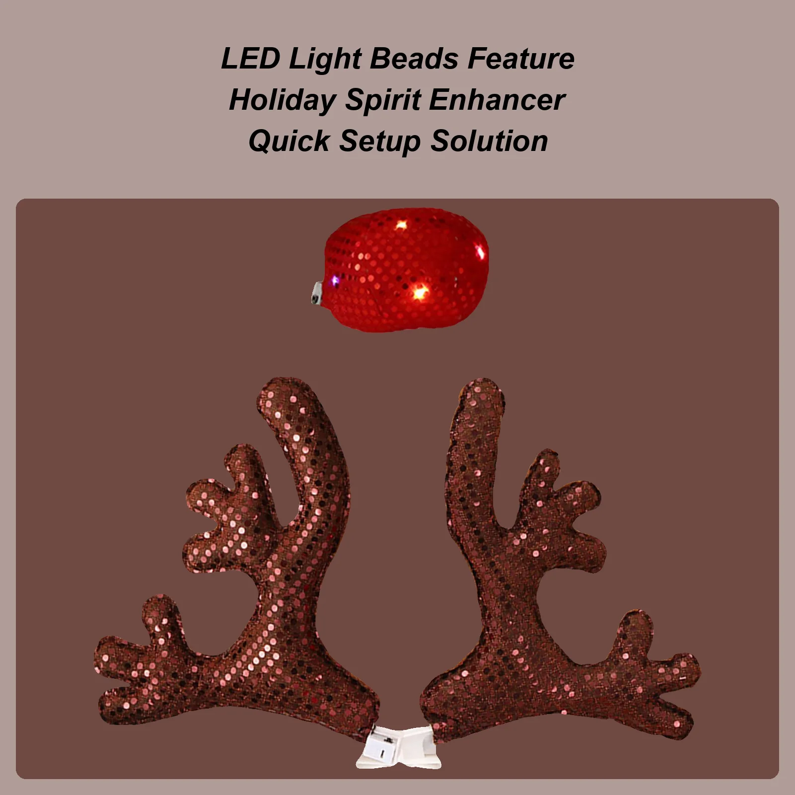 

Christmas Car Decorations With LED Light Cute Car Costume Decor Reindeer Antlers & Nose For Winter Holiday New Year Family