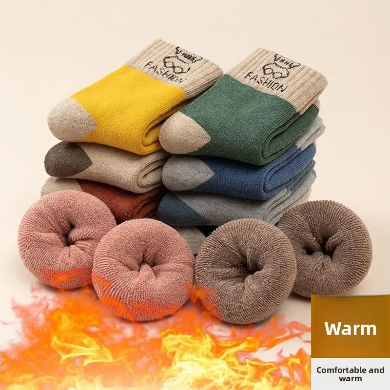 5 Pairs Thick Warm Kids Socks for Boys and Girls Soft Fleece Lined Non Slip Winter Socks for Toddler Baby