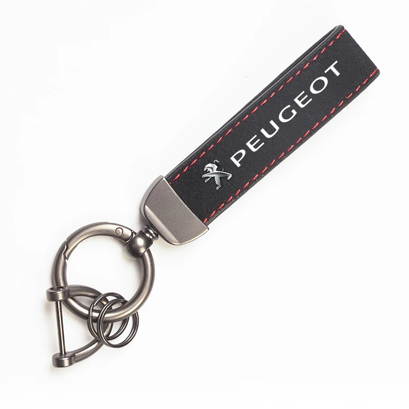 Mit Auto-Logo Schlüsselanhänger Zubehör Herren Wildleder-Schlüsselanhänger für Peugeot für VW GTI Scirocco Polo T5 Passat B6 Golf Tiguan Jetta T-ROC