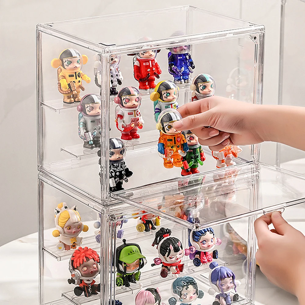 Blind Box Storage Display Rack Desktop Transparent Dustproof Handle Storage Large Capacity Bubble Mat Display Box