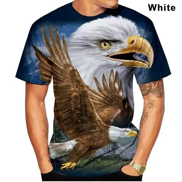 Camiseta con estampado de águila en 3D para hombre y mujer, camisa con gráfico de pájaro nacional de EE. UU., moda urbana de manga corta, Tops casuales de Hip-hop, nueva