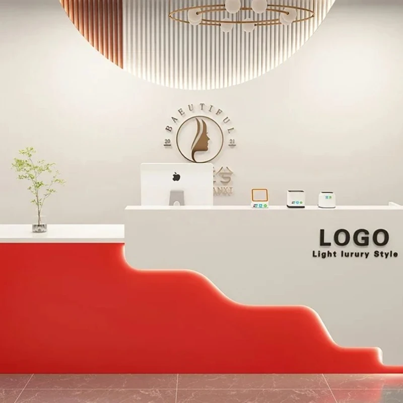 

Modern Nordic Reception for Salon Design Cool Professional Aesthetic Bar Retro Center Resepsiyon Masası Commercial Furniture