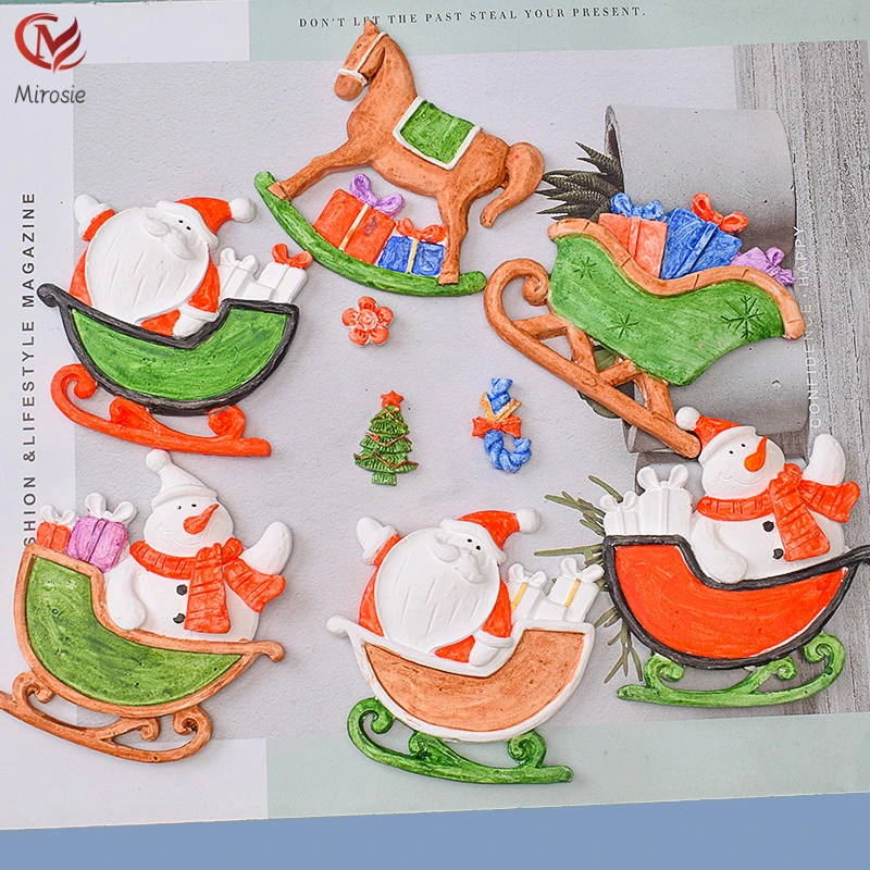 Mirosie Christmas Series Silicone Molds Santa Claus Snowman Gingerbread Fondant Cake Chocolate Mold DIY Cake Decorating Tools