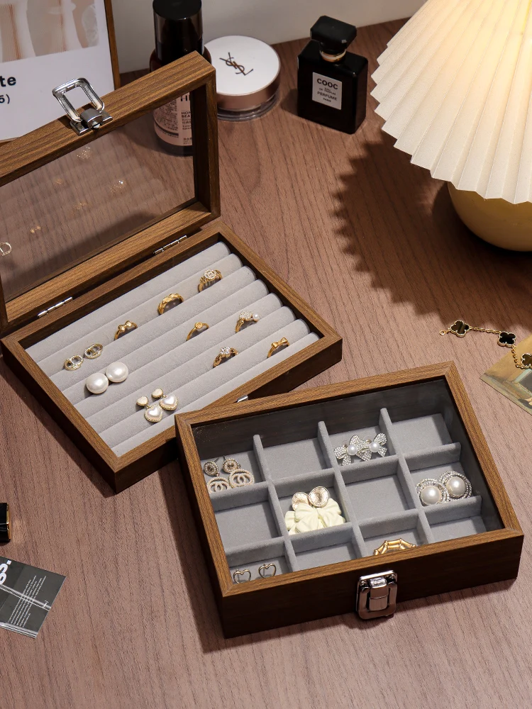 

Ele Large Capaci Jewelry Storage Box Display Case Multi Carent for Earrings Nelaces Rings Faion Accories